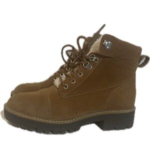 Time and Tru Brown Lace Up Boots With Sherpa